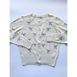 Girls Tu Cream and Black Bow Cardigan Size 12